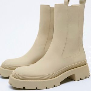 Zara beige rubberized ankle boots